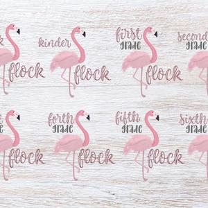 Back to School Class Flock Flamingo Bundle with All Grades - Hello Back to School - School Tshirt Design - Flamingo Clipart - Teacher Flock