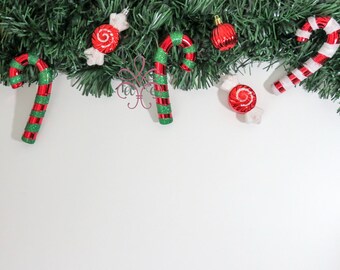 Download Free Candy Cane Christmas Styled Stock Photo - Flatlay Professional Product Photo - Winter Holiday Theme - Christmas Mockup - Top View Flat Lay PSD Template
