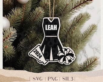 Cheerleader Christmas Ornament SVG - Personalized Cheer 2025 Gift - PomPoms - Senior Ornament - High School Cheer - Cheerleader Gift