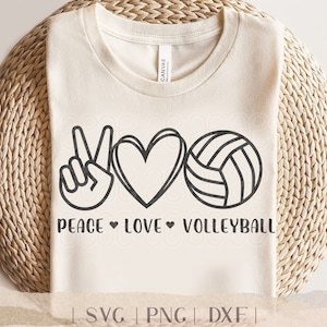 Peace Love and Volleyball SVG - PNG Volleyball Mom, Peace Sign and Heart, Volleyball Player, Team Mom, Peace Love, Peace Symbol for Cricut