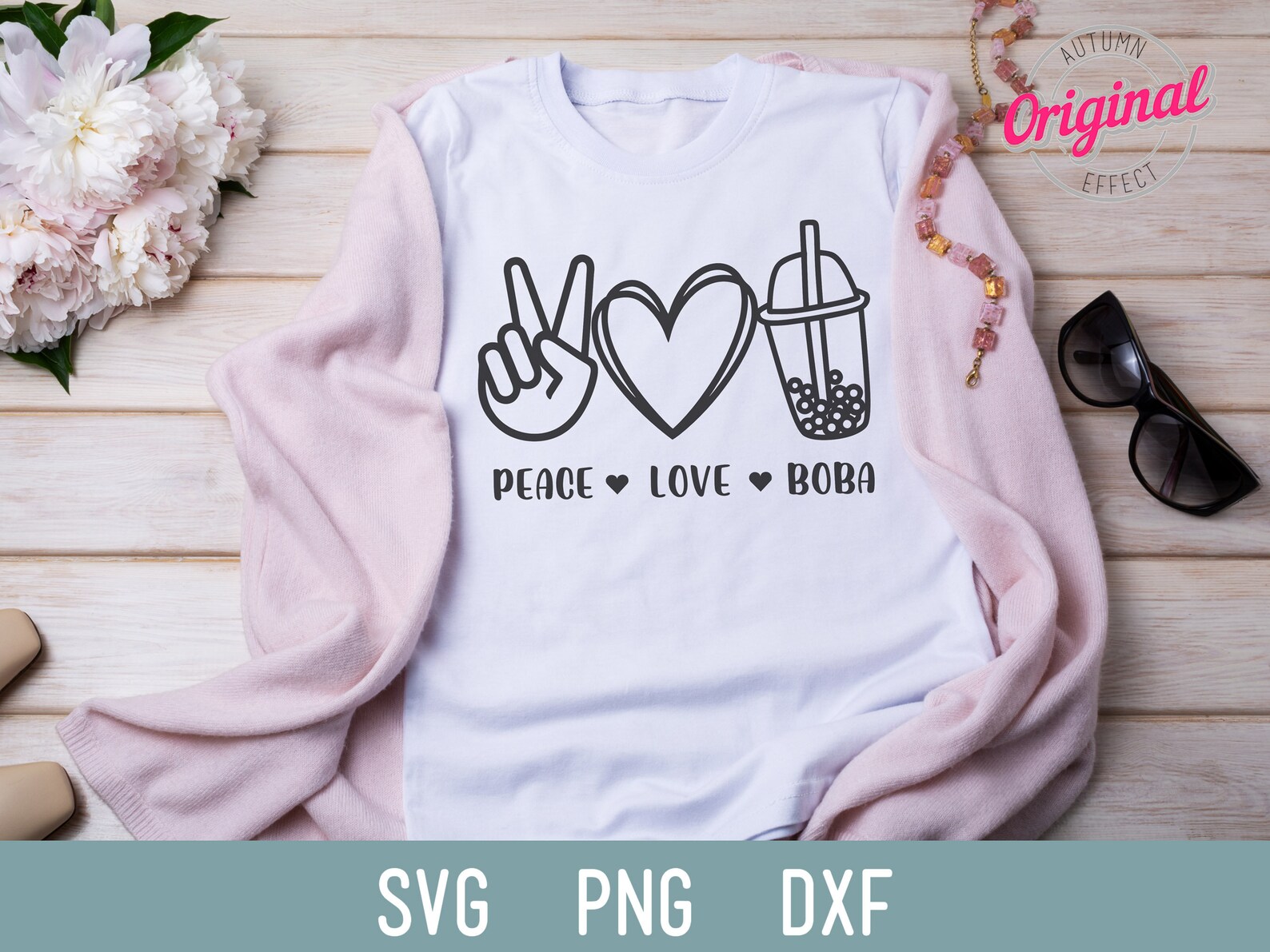 Peace Love and Boba SVG - PNG Bubble Tea - Peace Sign and Heart ...