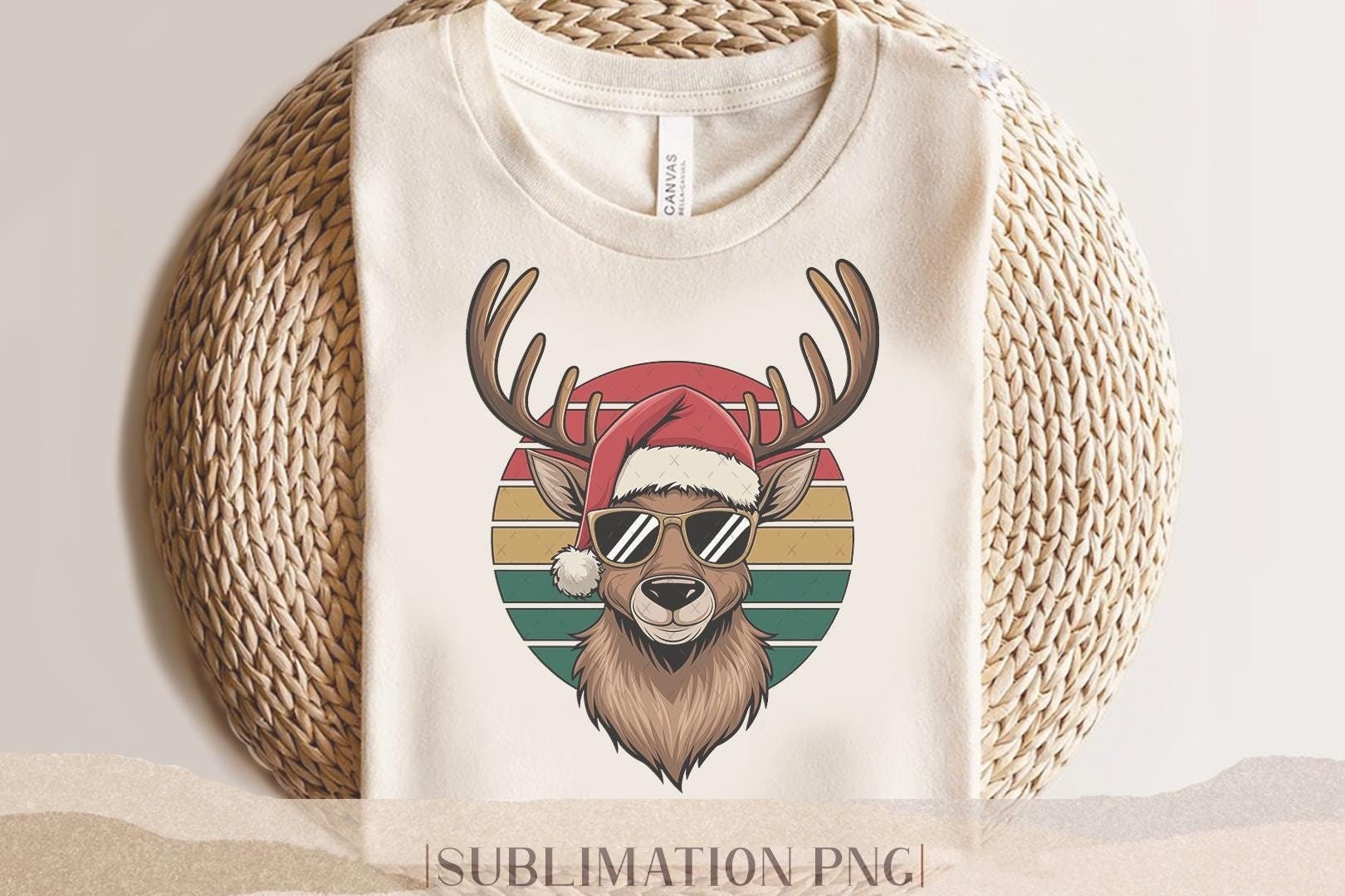 Retro Reindeer PNG - Vintage Sunset Rudolph - Cool Christmas ...