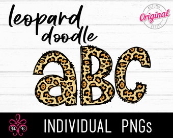 Leopard Alphabet PNG - Leopard Print Alphabet Letters - Sublimation Alphabet - Animal Print Letters - Hand Drawn Letters