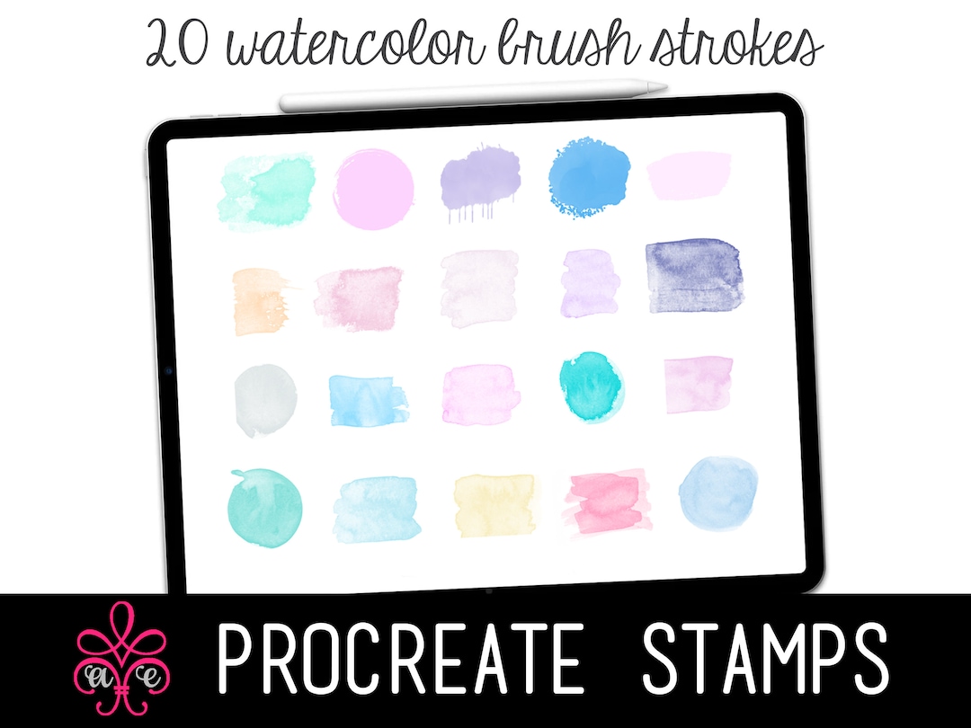 20 Watercolor Brush Stroke Stamps for Procreate - Procreate Paint ...