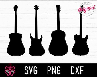 Guitar SVG, Guitar Silhouette, Music SVG,  Electric Guitar, Acoustic Guitar, Guitar PNG, Guitar Vector, Commercial Use, Digital Download