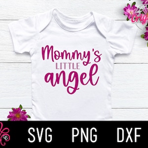Mommy's Little Angel SVG, Mommy's Girl, Rainbow Baby, Koszulka dla noworodka, Plik do cięcia do użytku komercyjnego, Natychmiastowe pobieranie, Pobieranie cyfrowe
