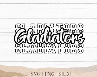 Gladiadores SVG - Paquete de gladiadores - Espíritu escolar SVG - Gladiadores de fútbol - Mascota SVG - Camiseta de gladiadores - Deportes de gladiadores