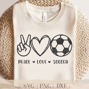 Amor de paz y fútbol SVG - PNG Mamá de fútbol, Signo de paz y corazón, Jugador de fútbol, Mamá del equipo, Amor de paz, Símbolo de paz para Cricut