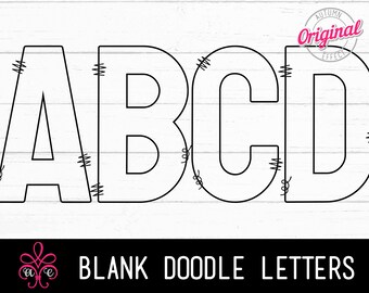 Blank Doodle Letters with Solid Fill & Outline - Individually Saved Transparent Letters PNG - Create Your Own Hand Drawn Doodle Alphabet