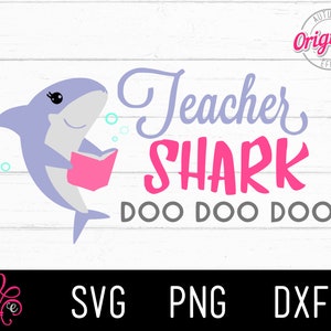Teacher Shark SVG, Shark SVG PNG - Shark Cut File for Cricut and Silhouette - Shark Clipart - Teacher Clipart - Funny Tshirt Design