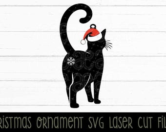 Cat Butt Christmas Ornaments SVG Laser Cut Files, Black Cat Christmas Baubles, Christmas Bundle, Funny Gag Gift Ornament, Rude Gift