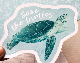 Save The Turtles Vinyl Sticker: Eco-Friendly Sea Turtle Decal