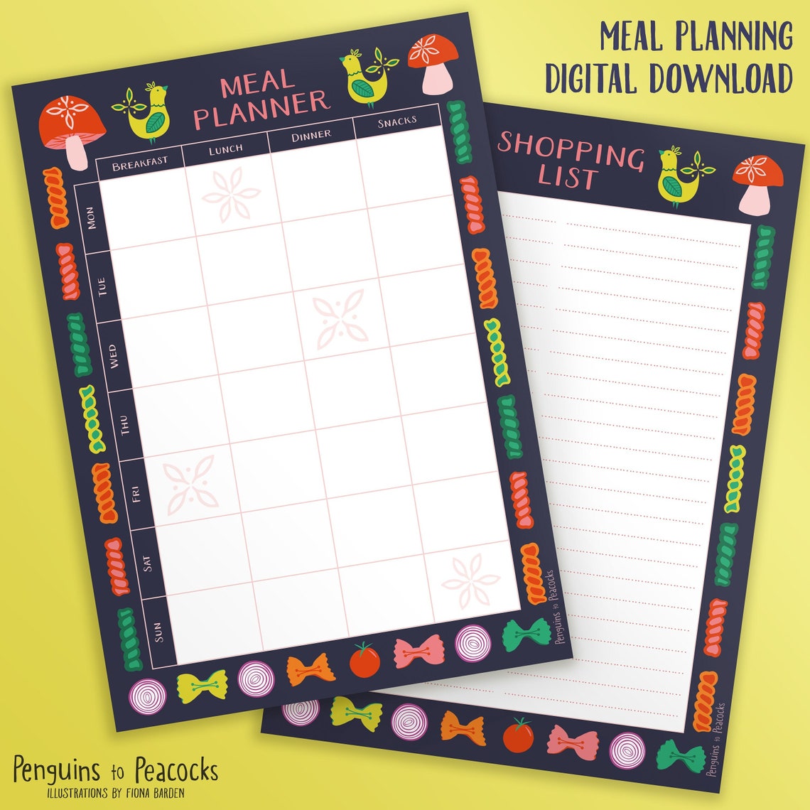 Printable Weekly Meal Planner With Shopping Grocery List - Etsy