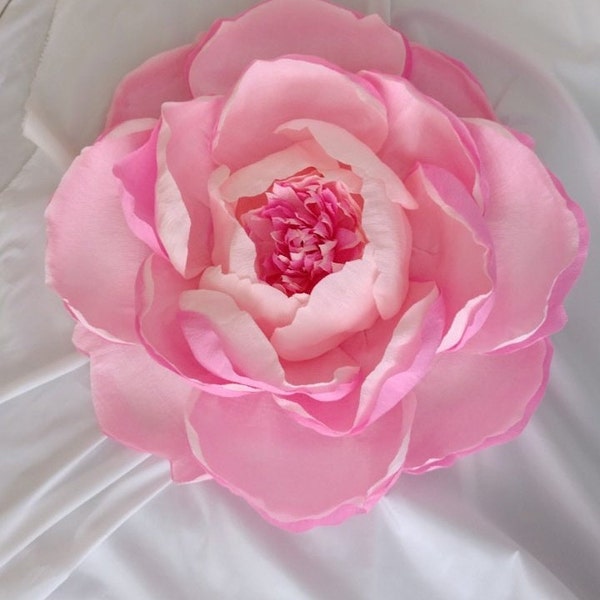 Géant 19" pivoine en papier rose | Fleur murale | Fleur géante | Grande fleur | Fête d'anniversaire | Toile de fond de mariage Pièce maîtresse fleur rose