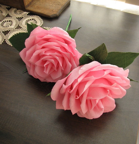 Rosas de papel rosas Flor gigante mediana de 7 Ramo - Etsy España