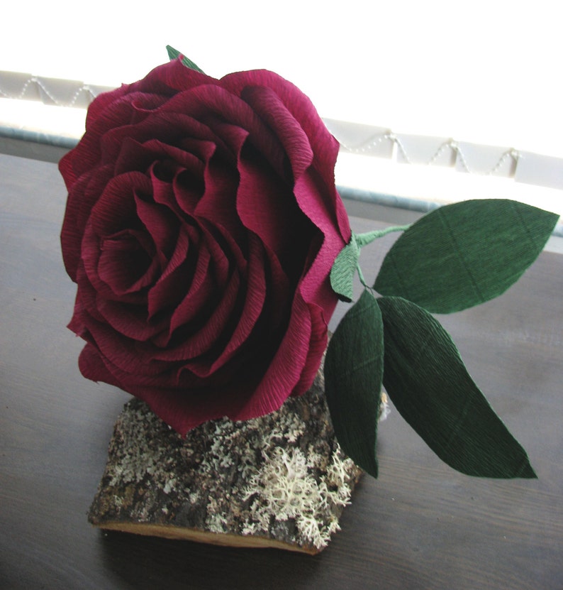 Home decor Wedding decor big rose Giant paper flower 1 Giant 12 burgundy paper rose Wedding bouquet large rose Bridal bouquet