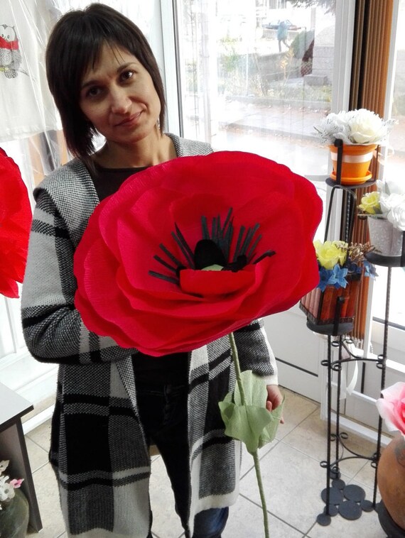 Coquelicot géant rouge Bouquet de fleurs en papier géant de - Etsy France