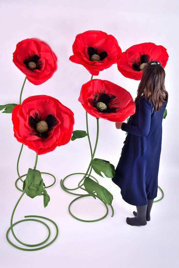 Wizard of Oz Red Giant Poppy Field Selfstanding Paper Flowers Etsy