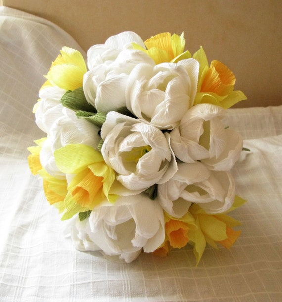 Ramo de tulipanes blancos Ramo de narcisos Ramo de boda - Etsy España