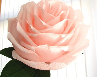 Giant flower Light pink paper rose,  Giant rose bridal bouquet, Giant paper rose Pink rose wedding bouquet, Large paper rose centerpieces