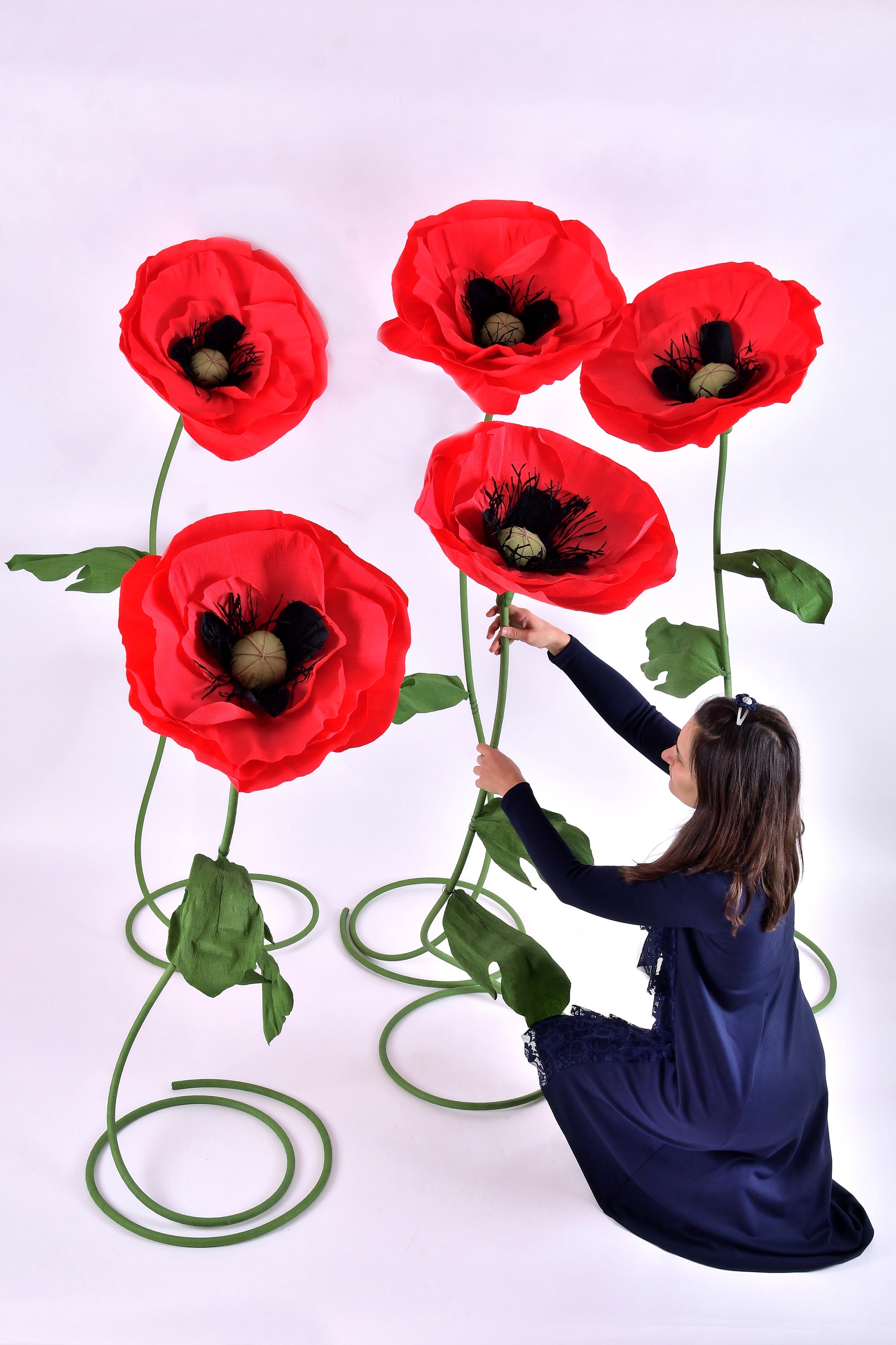 Wizard of Oz Red Giant Poppy Field Self-standing Paper Flowers on