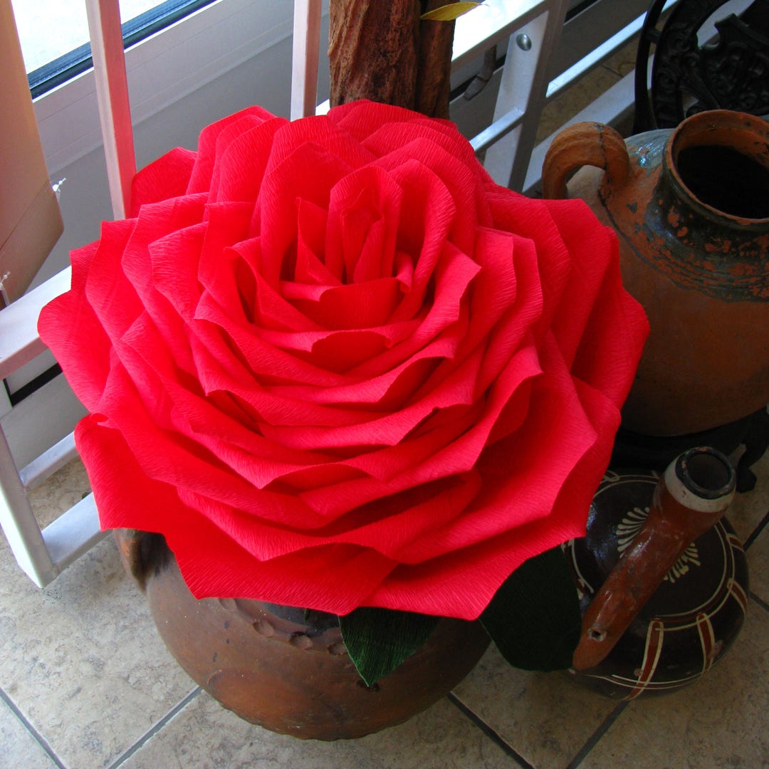 1 Giant 15 Red Paper Rose, Bridal Bouquet, Giant Paper Flower, Large