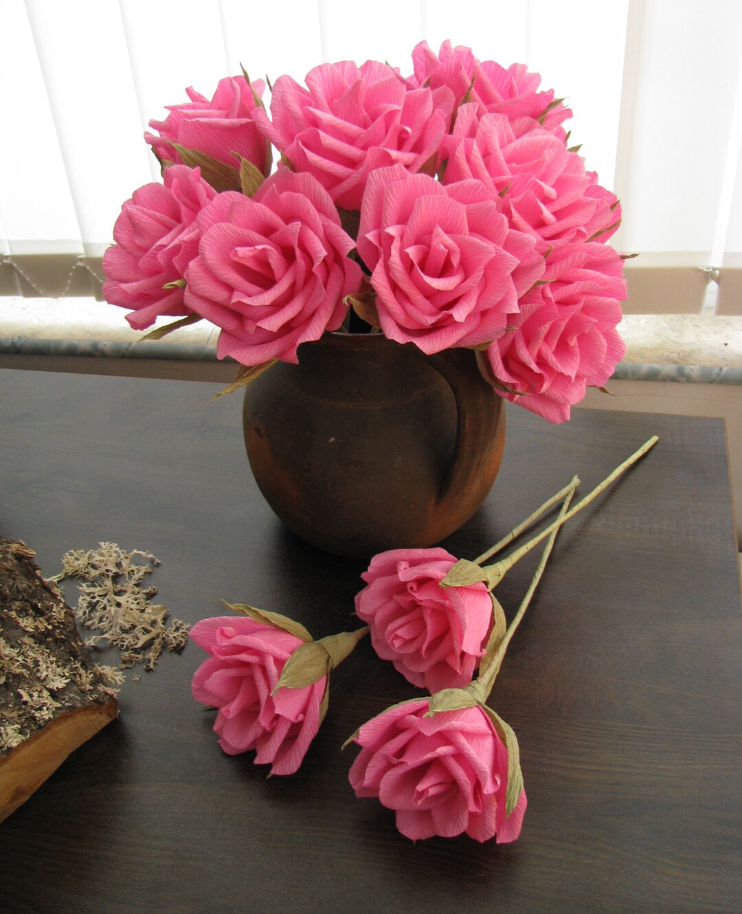 Pink Paper Flowers Pink Roses Bridal Paper Flower Wedding - Etsy