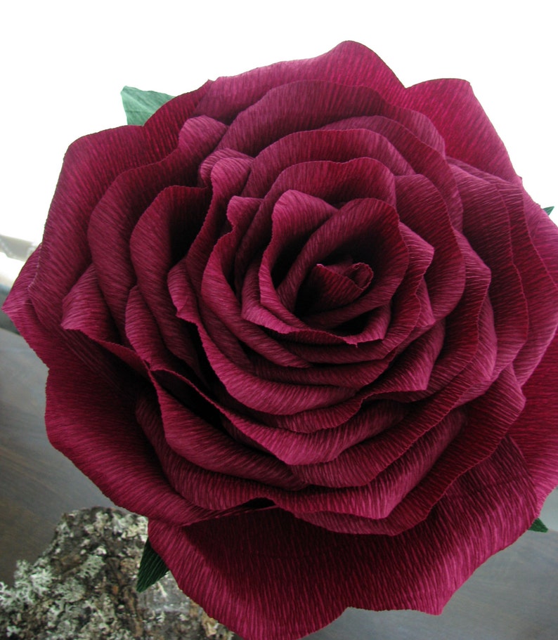 Home decor Wedding decor big rose Giant paper flower 1 Giant 12 burgundy paper rose Wedding bouquet large rose Bridal bouquet