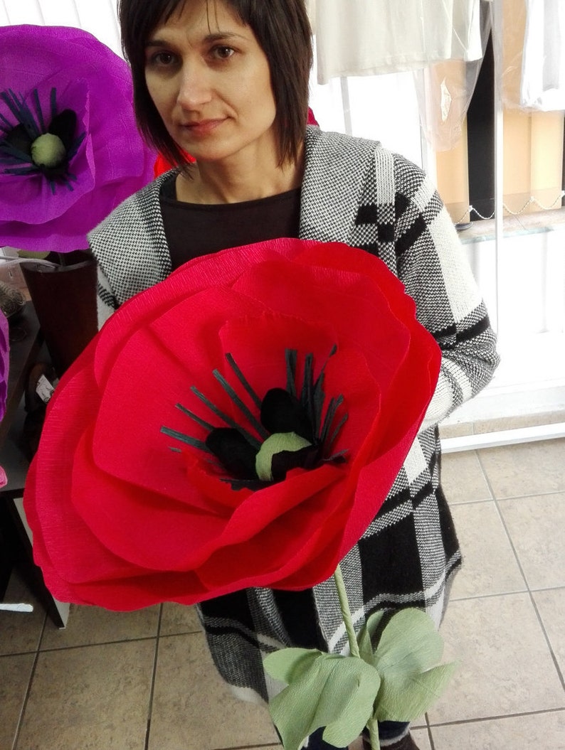 Coquelicot géant rouge Mariage géant fleur de papier ...