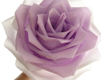 Giant paper flower 9" giant rose Two tone flower Lilac White Bridal bouquet Wedding bouquet large rose Purple rose Wedding decor big rose