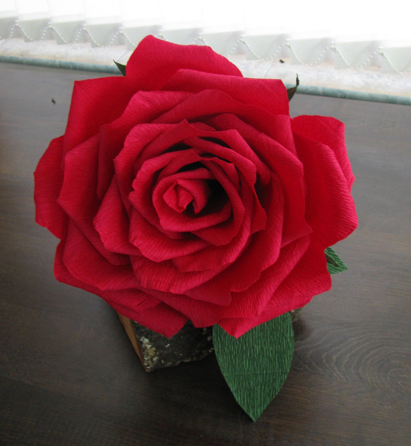 Red Paper Rose Giant Paper Rose Dark Red Rose Wedding Etsy
