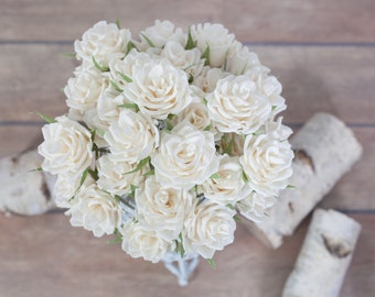 Ivory wedding roses/ Paper flower decoration/ crepe paper/ Baby shower/ Wedding bouquet/ Bridal flower roses/ Home decor/ Ivory flower