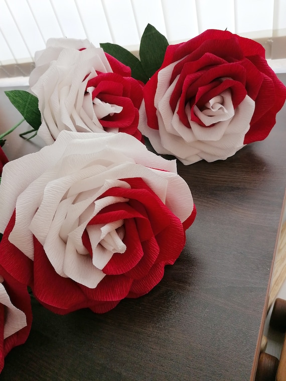 Large White and Red Rose Alice in Wonderland Theme Birthday Party Wedding Bridal Giant Paper Flower Big Oversized Artificial Etsy Canada