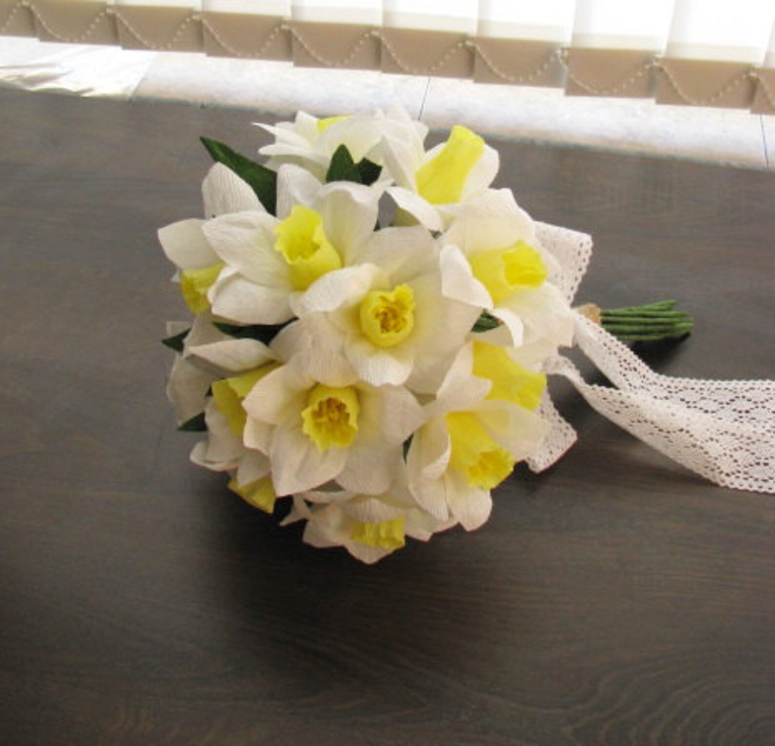 White Daffodils Paper Bouquet/ Bridal Bouquet/ Handmade White Paper White Daffodils Paper Bouquet/ Bridal Bouquet/ Handmade White Paper