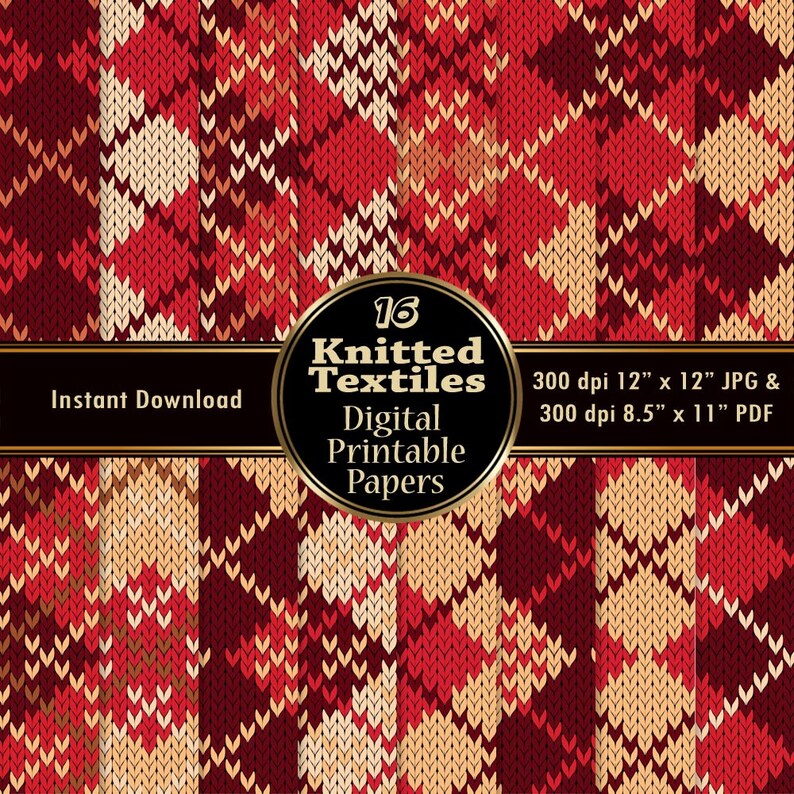 ugly christmas sweater scrapbook paper pack 20 printable