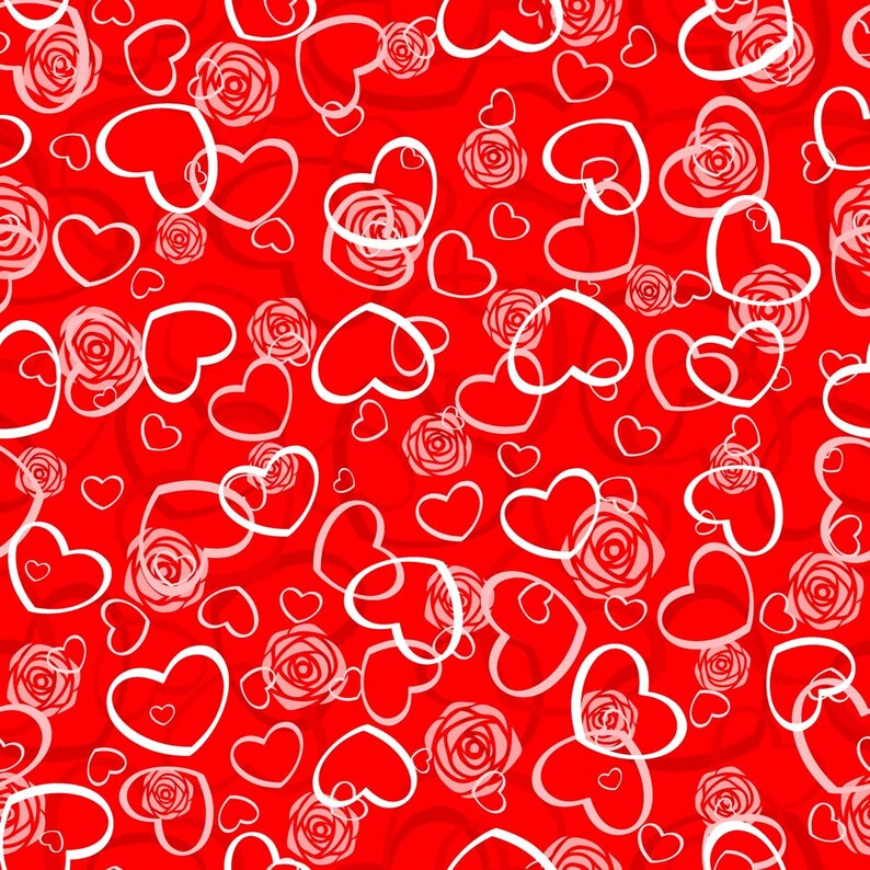 Valentine s Day Digital Paper Red White Background Etsy