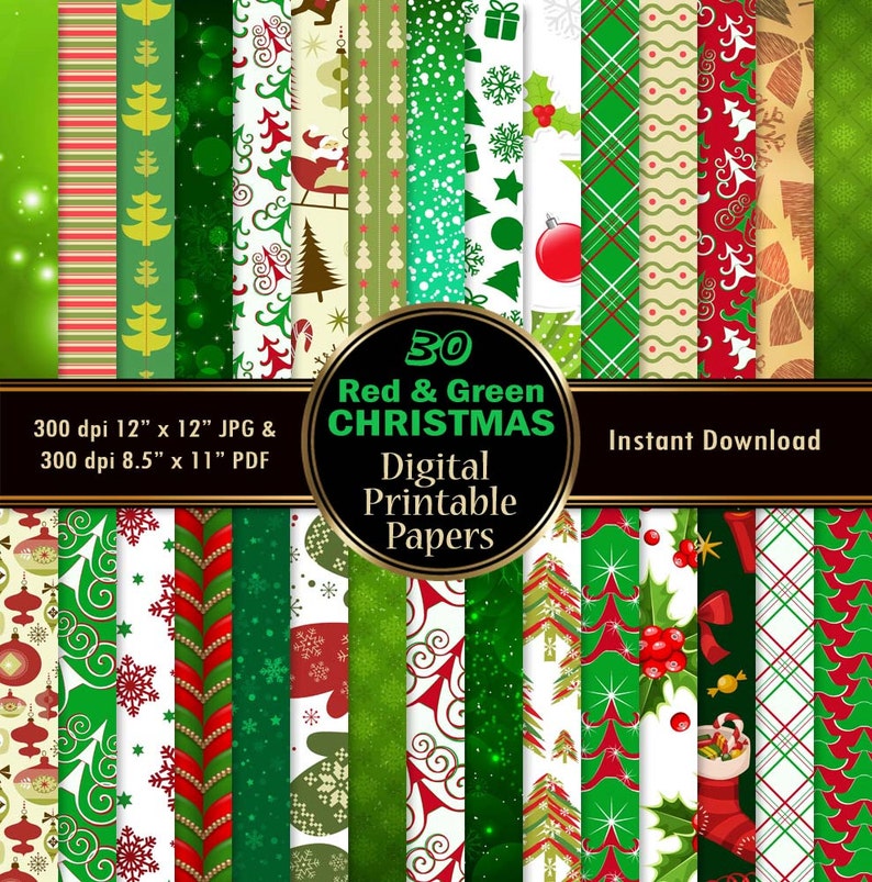 Weihnachten Scrapbook Papier Weihnachten Digital Paper Pack 30 Etsy