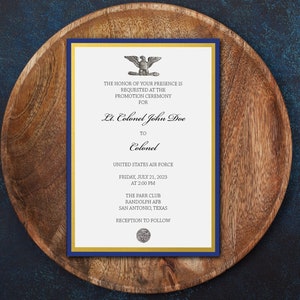 Customizable Air Force Promotion Invitation Printable Military Stationary Digital Download