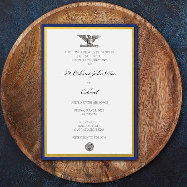 Customizable Air Force Promotion Invitation Printable Military Stationary Digital Download