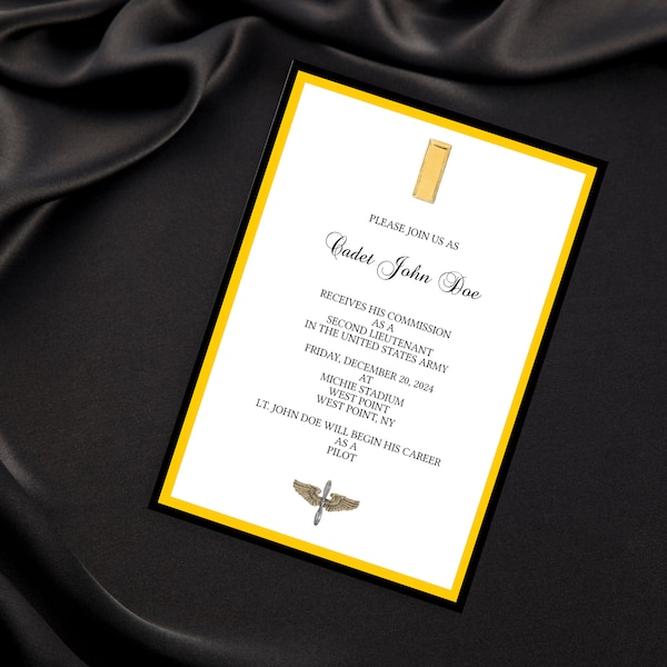 Army Commissioning Invitation Customizable Print at Home Digital Download Military Cadet ROTC