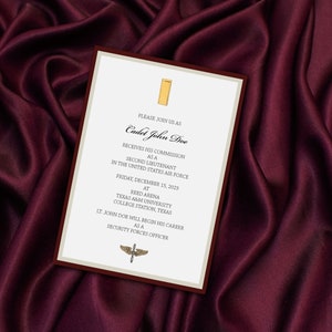 Texas A&M Commissioning Invitation Customizable Print at Home Digital Download Military Corps of Cadets ROTC
