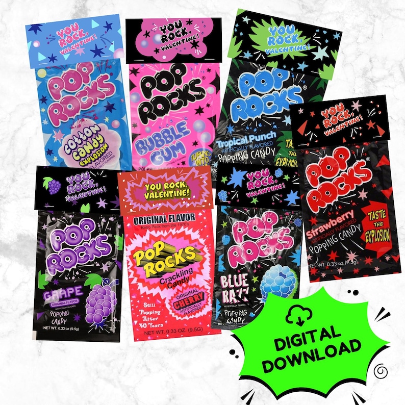 Pop Rocks Packets Pop Rocks Valentine's Day Treat Tags – Classroom Printable (digital ...