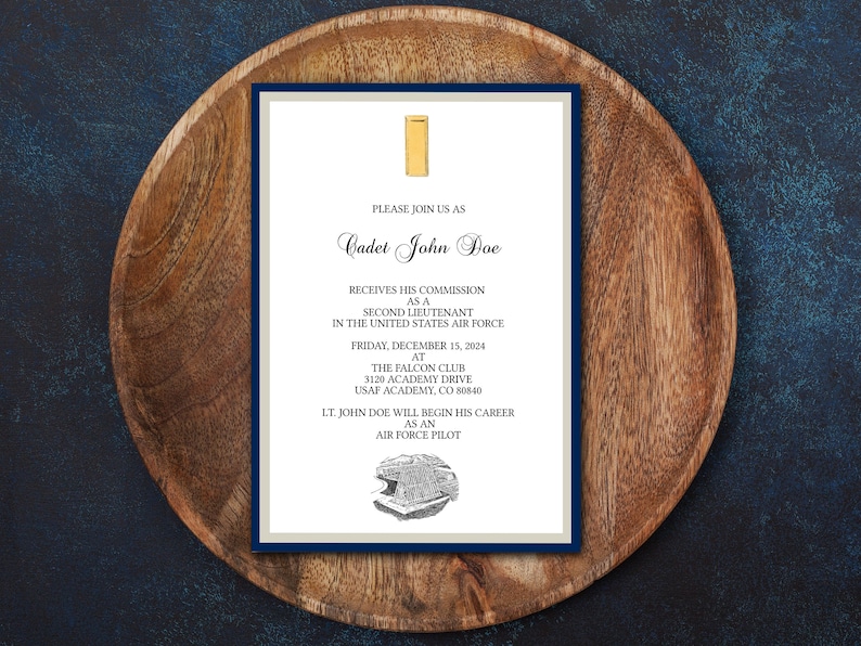 Air Force Academy Commissioning Invitation Customizable Print at Home ...