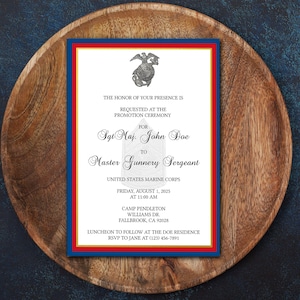 Customizable Marine Corps Promotion Invitation Printable Military Stationary Digital Download