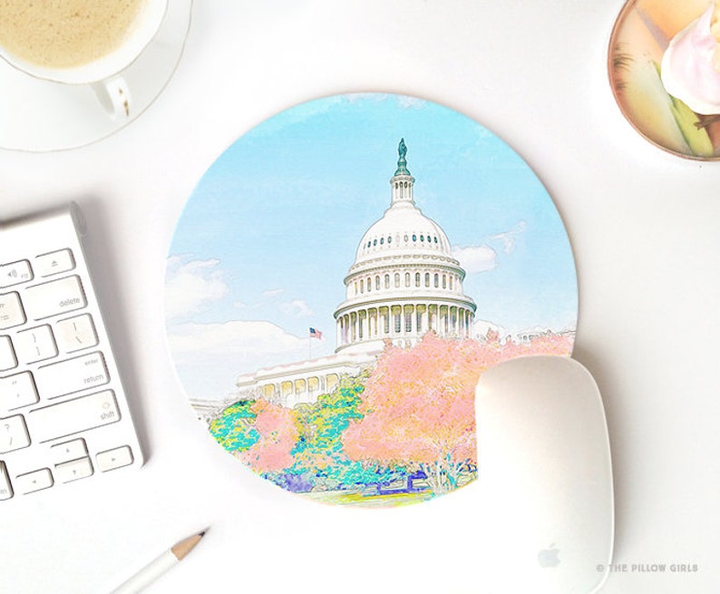 Mouse Pad Washington Dc Travel Mousepad Mousepad Round Etsy