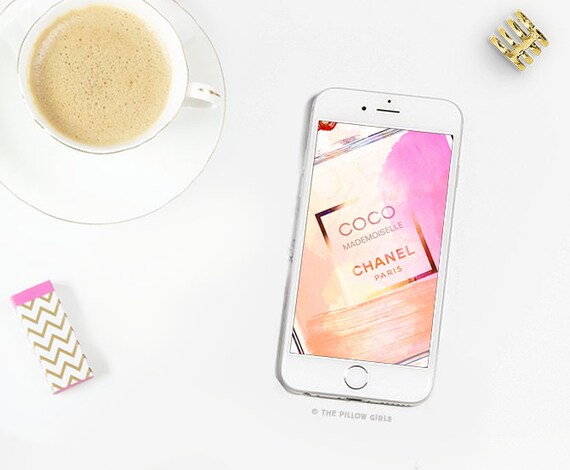 Iphone Wallpaper Chanel Download Watercolor Google Pixel Lock Etsy