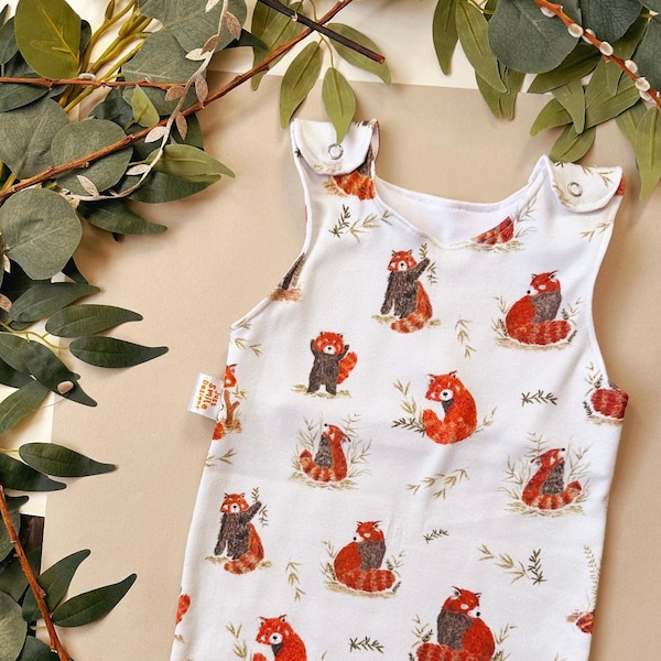 Red Panda Romper - Cotton Jersey Romper - Red Panda Baby Romper - New Baby Gift -Baby Clothing -Children’s Clothing - Handmade Romper