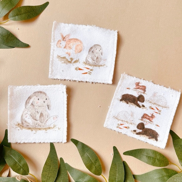 Soft Reusable Face Wipes - Rabbit - Zero Waste Face Wipes - Facial Cleansing Pads - Eco Gift - Rabbit Face Wipes - Reusable Makeup Pads