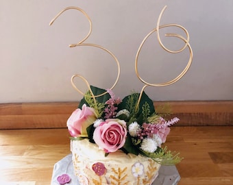 Décoration pour gâteau d'anniversaire en fil de fer - décoration rustique - décoration de gâteau d'anniversaire - décoration numérotée pour les décorations d'anniversaire - décoration de gâteau - 30e 40e 50e