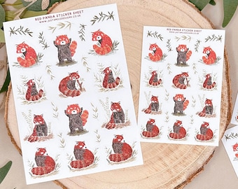 Naklejki Red Panda - Arkusz naklejek Red Panda - Pakiet naklejek Red Panda - Naklejki winylowe - Naklejki do planera - Naklejka do organizacji planera